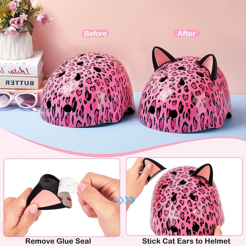 FIODAY Kids Helmet, Bike Helmets for Kids 8-14 with Knee Pads and Elbow Pads Wrist Guards, Adjustable Youth Girls Bike Helmet with DIY Cat Ears Skateboard Helmet for Scooter Skating Cycling - Image 5